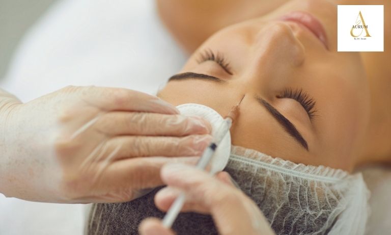 Anti-wrinkle Botox injection is being administered at the Aurum clinic